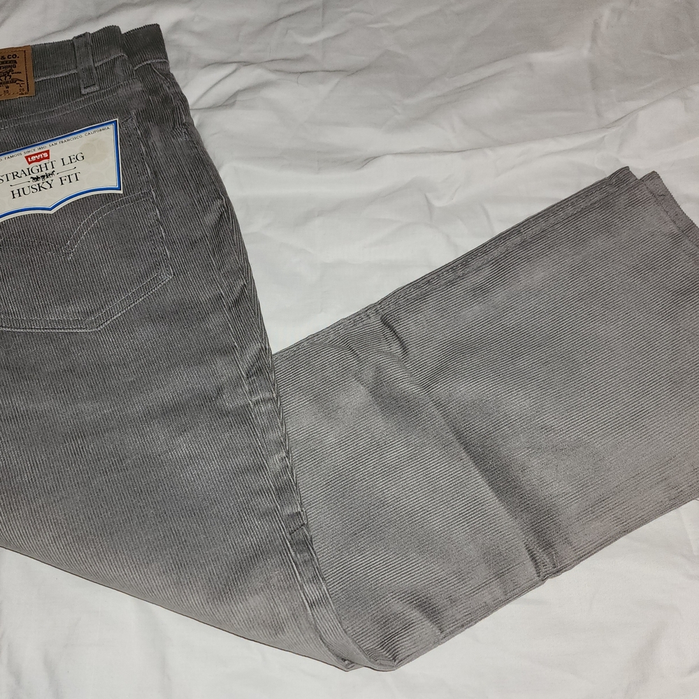 Vtg Levi's 919 Straight Leg Husky Fit Gray Corduroy PantsClassic Style Sz 30/26